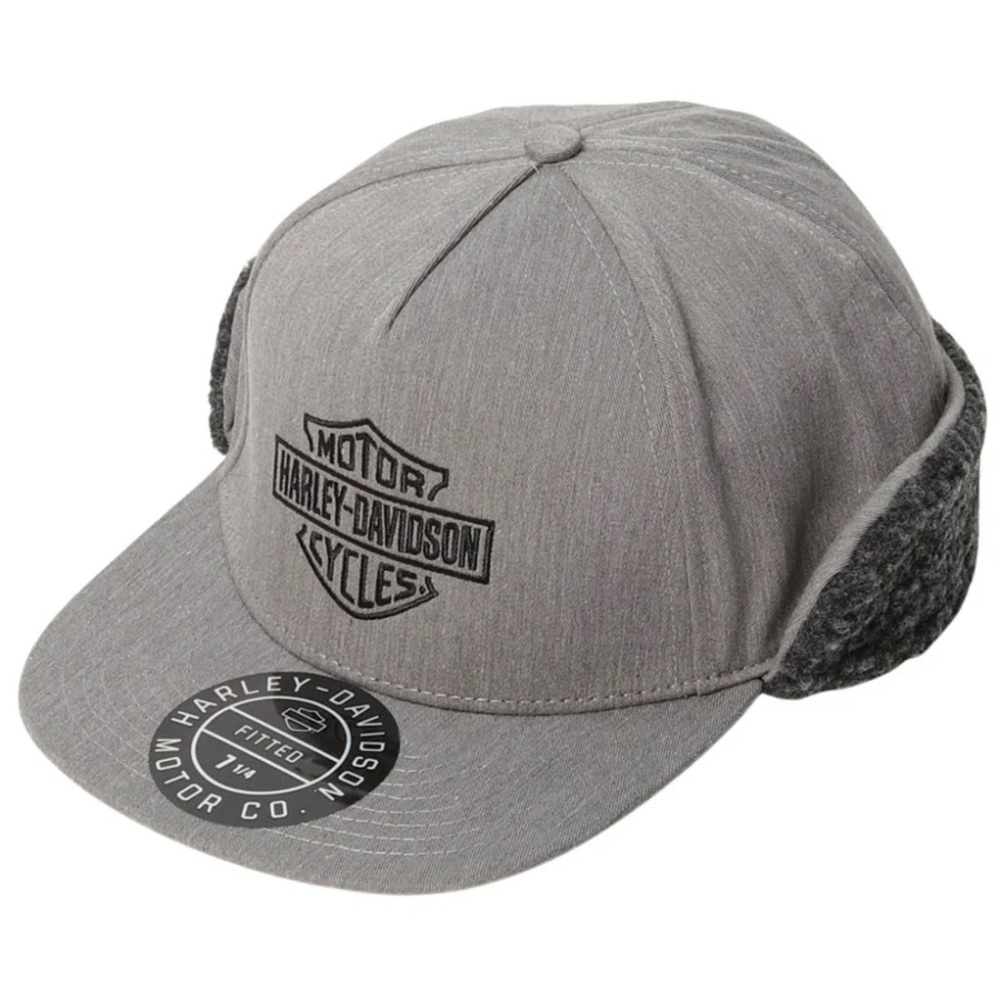 Harley-Davidson Men's Midwest Sherpa Ear Flap Fitted Hat-Grey 97677-23VM   7 1/4 - Picture 9 of 11